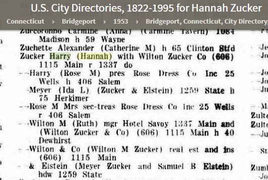 Hannah 1953 City Directory