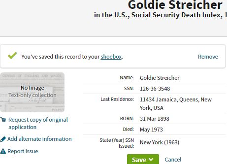 goldie Streicher death information
