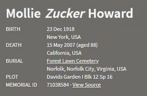 Mollie Zucker death information