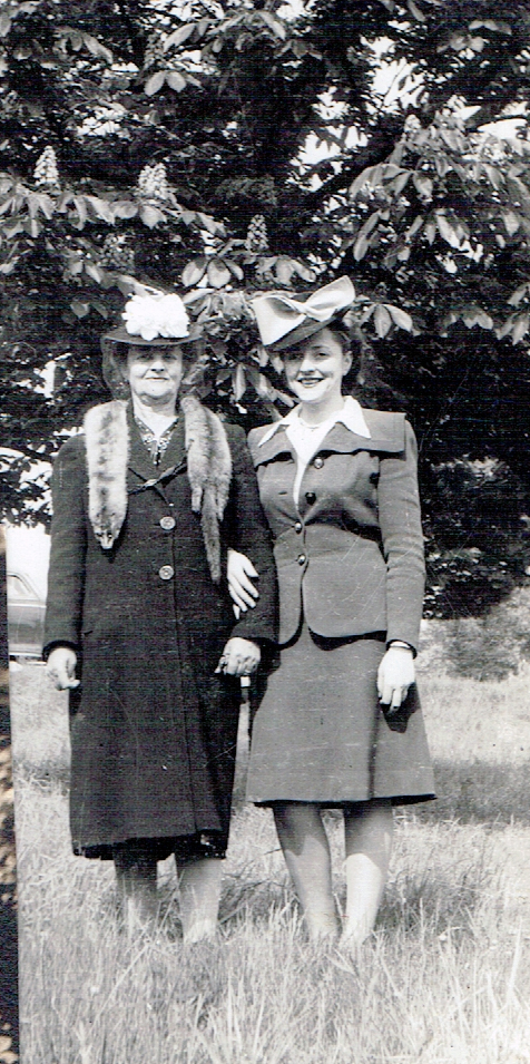 Grandma Gussie with her fur stole and Aunt Mildred 