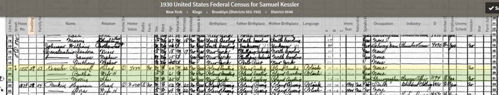 1930 Census for Samuel Kessler