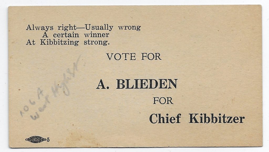 Chief Kibbitzer election