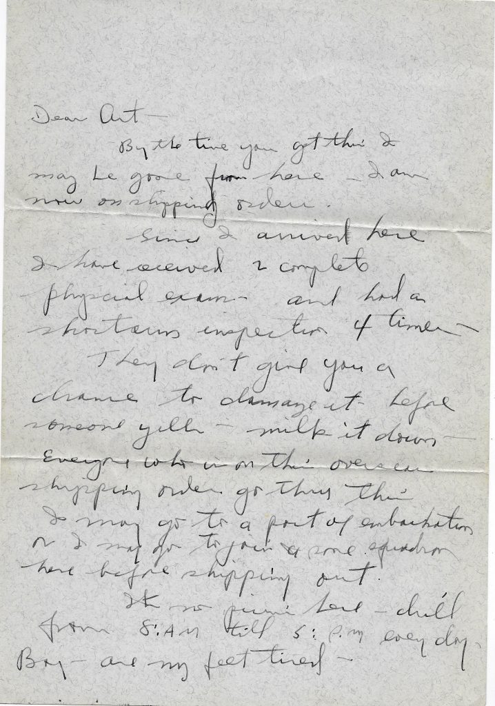 10/3/1942 letter from Bernie to Art p.1