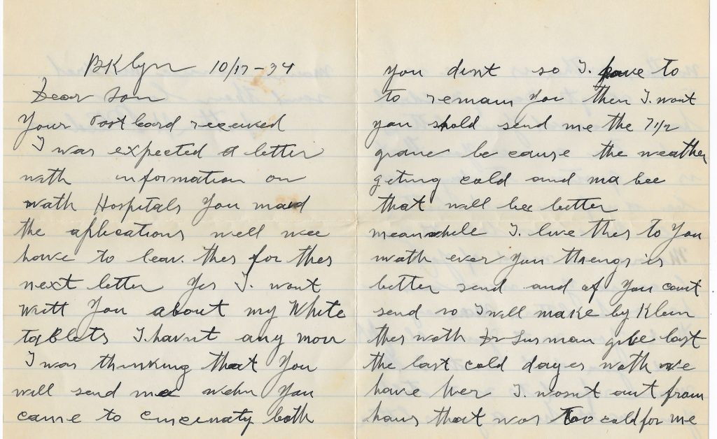 10171934 letter to Art from his father, Harvey, p1