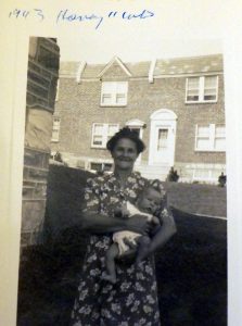 Mildred's mother holding her first grandchild