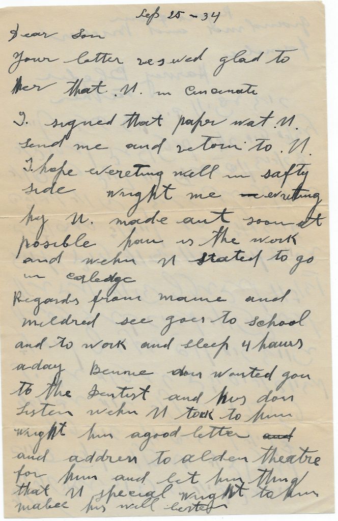 09251934 Letter from Harvey and Gussie to Art, p1 