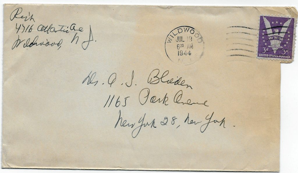 July 18,1944 Letter Mildred wrote to her brother, envelope