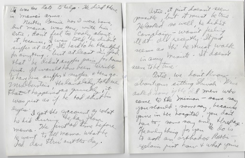 Mildred's letter to Art about his father's death - 3 of 3