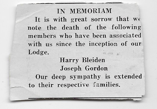Lodge Memoriam for  Harvey Blieden