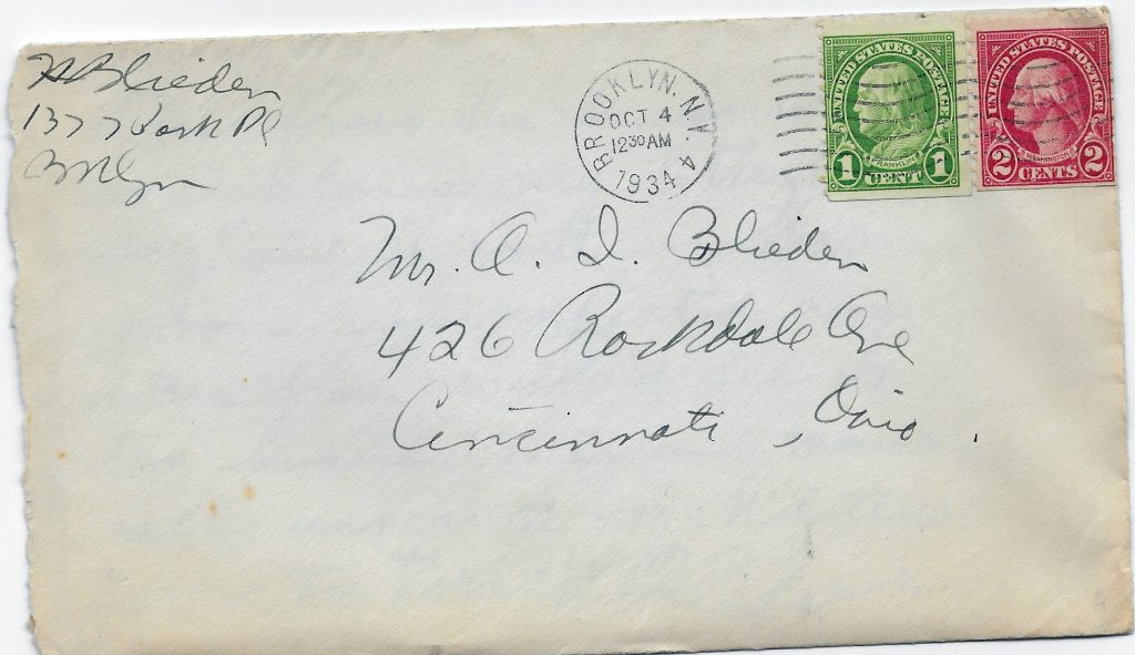 Envelope example of letters sent to his son