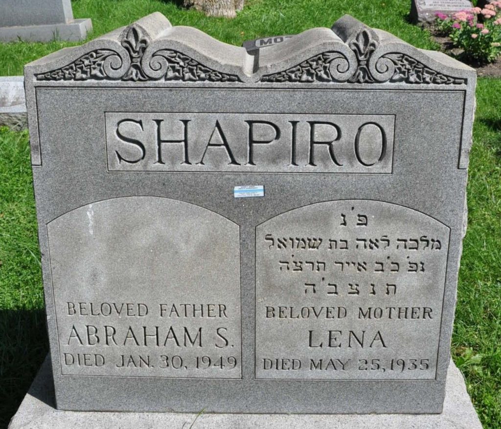 Lena and Abraham Shapiro Gravestone
