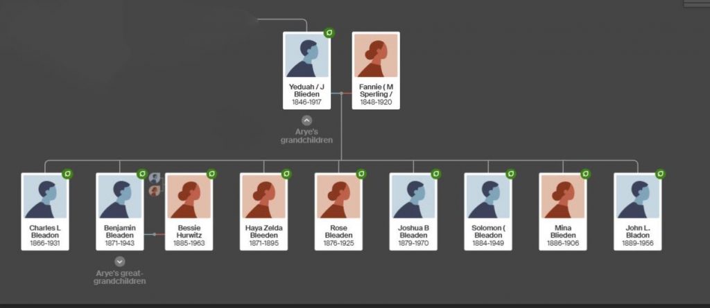 Yehudah Bleaden's family tree