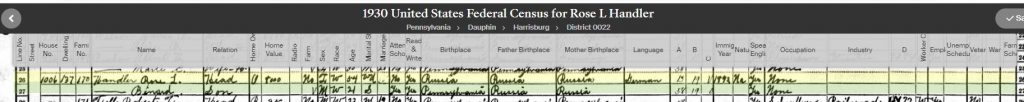 1930 US Census for Rose Lily