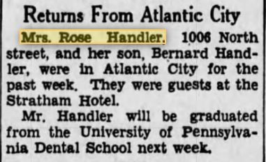 Rose and Bernard travel Atlantic City Trip in April of 1930