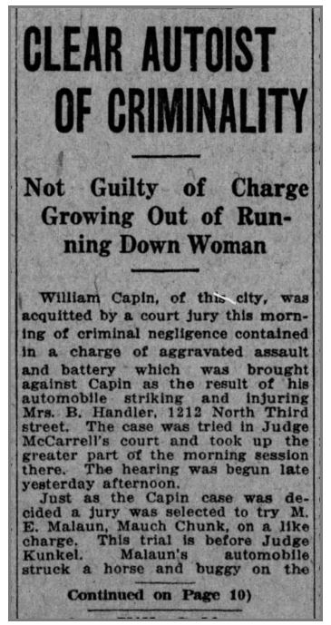 Auto hits Rose Lily in 1917