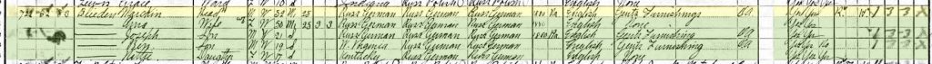 1910 Census record for Marcus Blieden