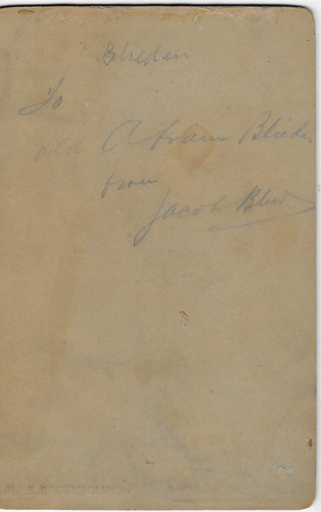 Inscription on back of photo of Pesach Jacob