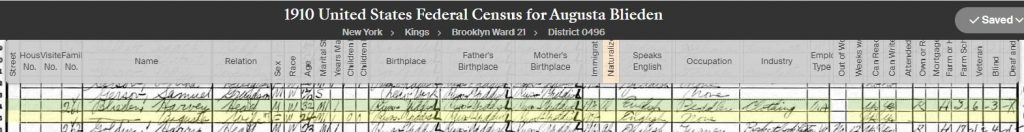 1910 US Census for Gussie and Harvey