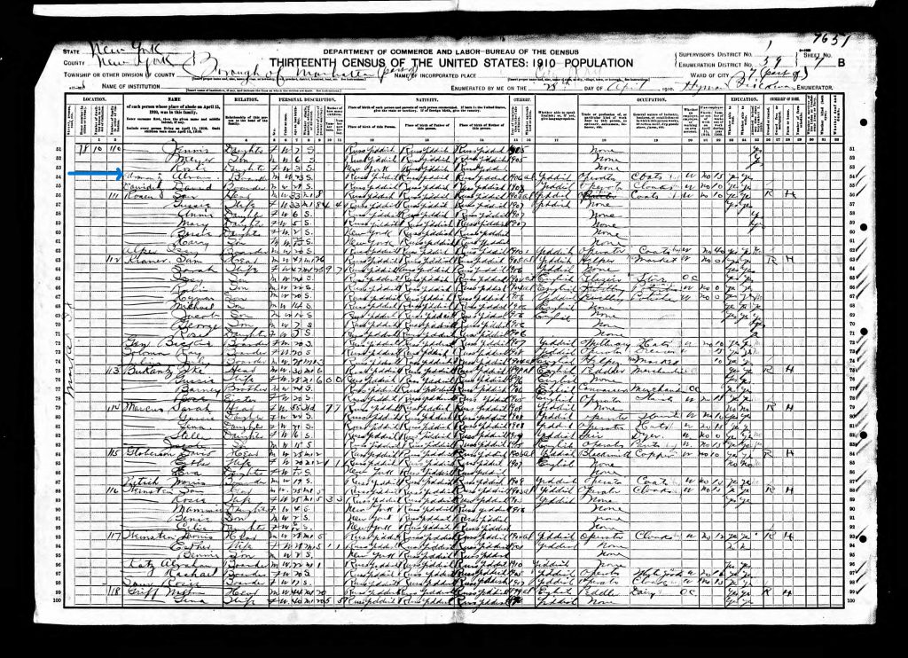 1910 Federal Census for Abe Abramowitz
