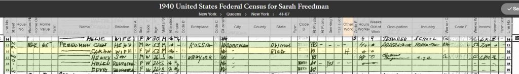 1940 US Census for Sarah and Charles
