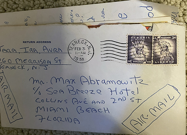 Envelope containing letter to Uncle Max in 1957