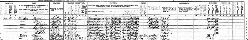 1910 Federal Census for Rabbi Bliedens family