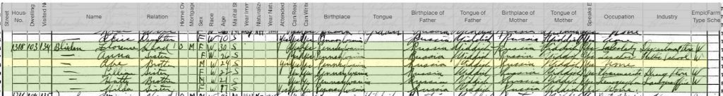 1920 Census for Abraham Blieden
