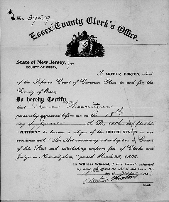 Issie applied for Naturalization in 1906