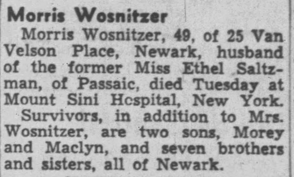Morris Wosnitzer Obituary
