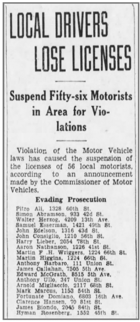 Harry's traffic violation in 1933