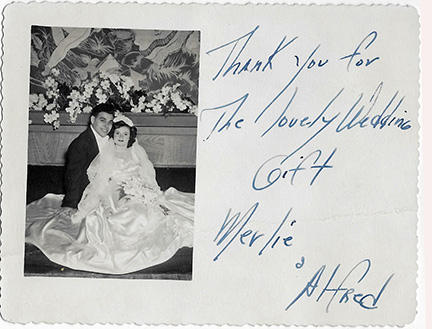Archie and Merlie's Wedding Thank you Note.