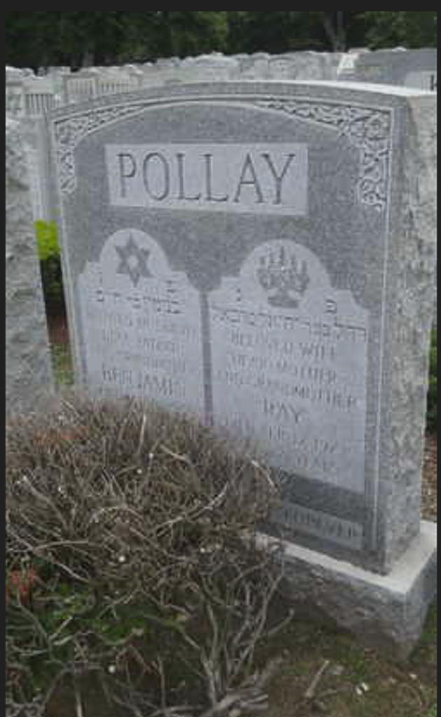 Pollay Gravestone in Mount Hebron Cemetery
