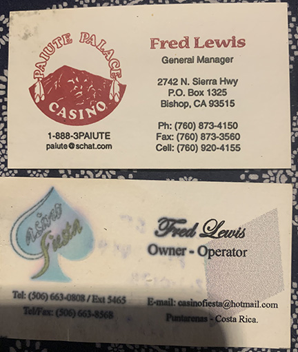 Casinos Fred Lewis worked at