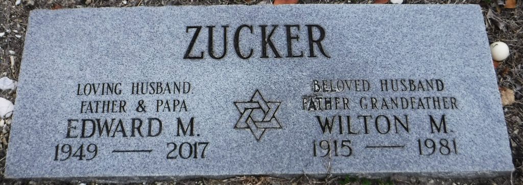 Gravestone of Wilton and Edward Zucker, father and son