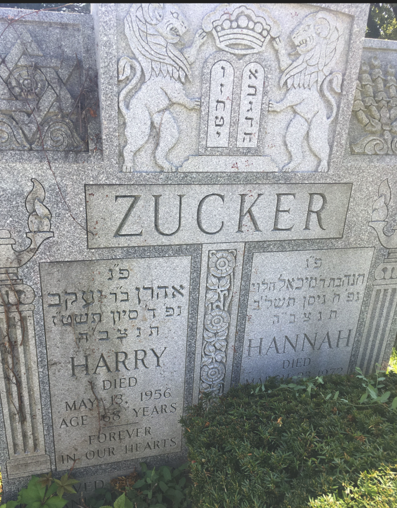 the grave of Hannah and Harry Zucker 