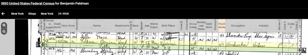 1950 Census for Ben and Tillie