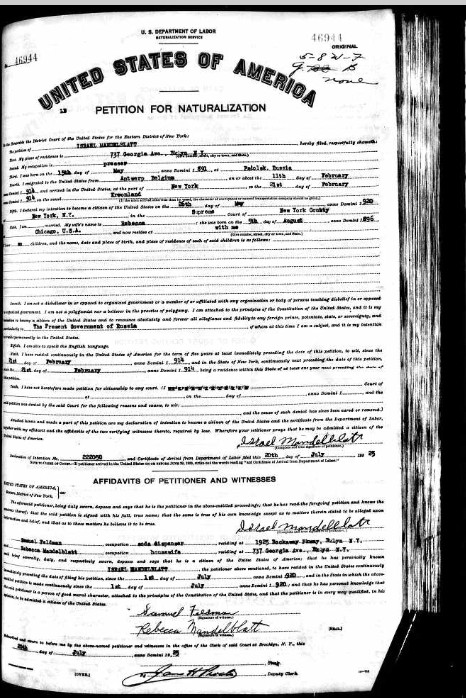 Izzy's Naturalization 1925