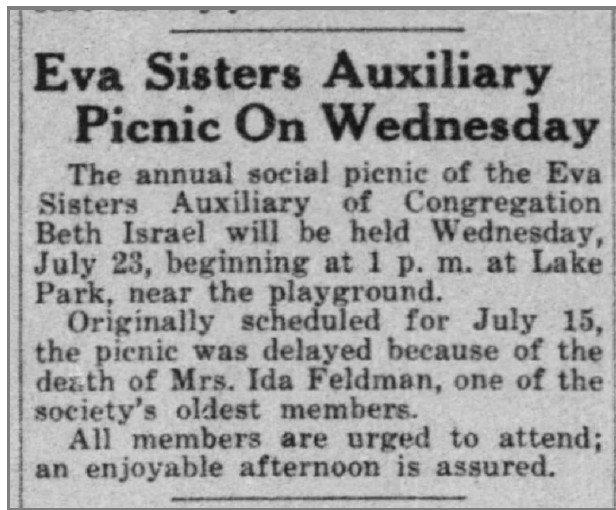 Picnic Postponed due to Ida's death