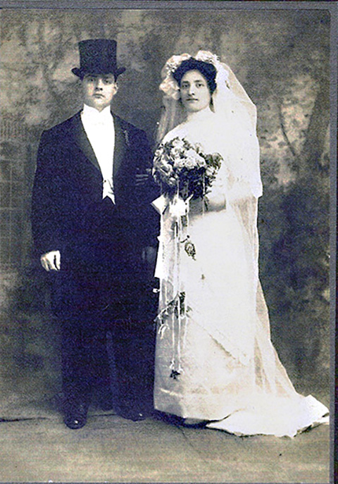 Charles and Sarah on their wedding day in 1912