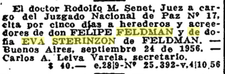 probate type record for Felipe and Eva